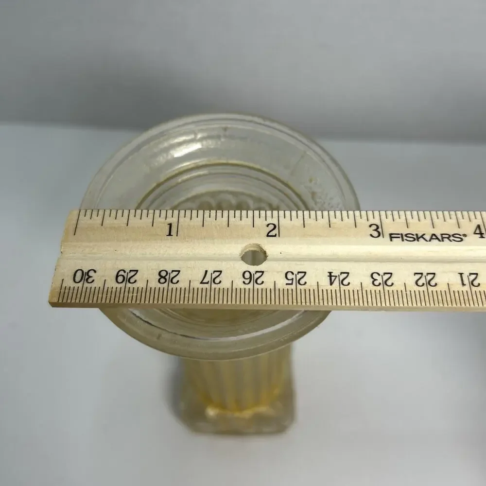 Vtg Gold Frosted Clear Glass Ionic Neo-Classical Greek Roman Column Candlestick